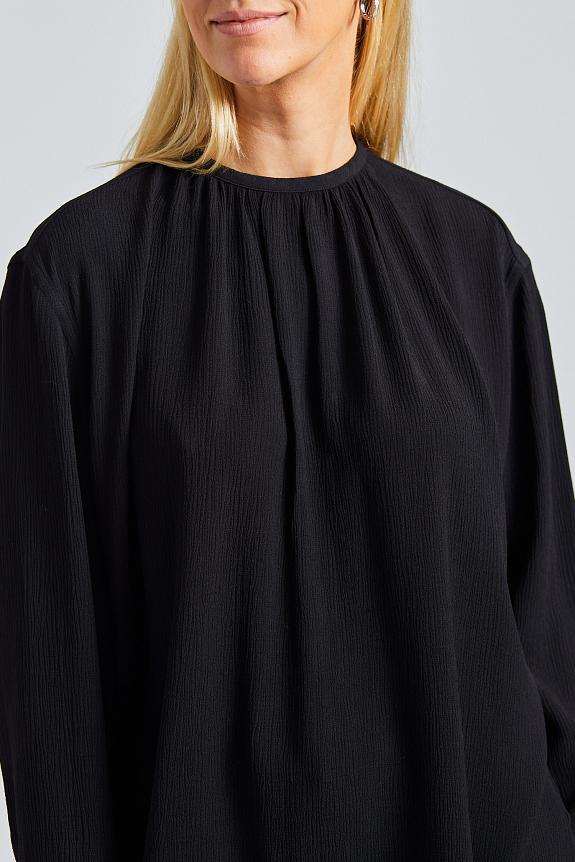 Toteme Gathered-Neck Crepe Blouse Black-3